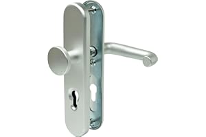 Buddy4Home house accessoires Tür-Schutzbeschlag Lyon Profilzylinder Wohnungs-Eingangstür Langschild Tür 72mm Aluminium F2 Wechselgarnitur rund, Aluminium, Silber F1