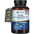 Bio Cultures Complex Probiotics and Prebiotics - 50 Billion CFU - 10 Live Bacteria Strains – Added with Inulin, L-Glutamine & Vitamin C - 60 Capsules | Advanced Probiotic for Women & Men by Prowise