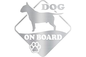 DualColorStampe Pegatina para perro a bordo perro a bordo BULL TERRIER calcomanía vinilo portátil coche moto casco caravana motorCOD.0317 (plata)