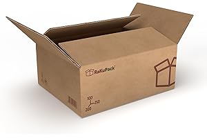 RaKuPack Versandkarton 25 Stück Faltkarton 250x200x100mm Innenmaß (25x20x10cm) Verpackungskarton bedruckt Warensendung Karton braun Faltschachtel Paket Versandschachtel Kartonage verschiedene Größen