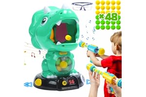 EagleStone Bewegliches Dinosaurier-Schießspielzeug für Kinder, Triceratops Dino-Schießspiele mit 2 Kanonen,48 Kugeln,LCD-Score-Aufzeichnung, für Jungen und Mädchen,Party Favor