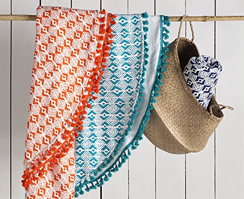 Ibiza – Fouta blau zu Pompons – Durchmesser 165 cm - 2