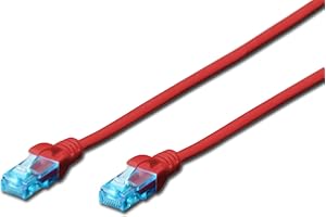DIGITUS LAN Kabel Cat 5e - 0,5m - Kabel sieciowy CCA z RJ45 - Nieekranowany U/UTP - Kompatybilny z Cat-6 i Cat-5 - Czerwony