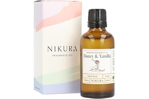 Nikura Honey & Vanilla Fragrance Oil - 50ml | for Gifts, Diffusers, Candle Making, Soap Making | Great for use in Bath Bombs, Perfume Oil, Perfume Scents | Vegan & UK Made