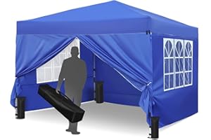 Gazebo, Leadyeah Pop Up Gazebo with Sides 3m x 3m, Folding Gazebo Tent, Fully Waterproof, 50+UV Protection for Garden, Camping, Party - Blue