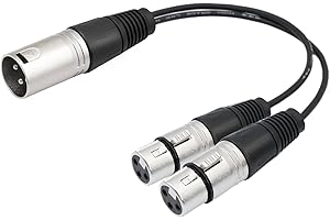 EIGHTNOO Cavo XLR Y Splitter, 30cm/1ft Microfono Maschio a Doppio Femmina, Cannon per Mixer Audio, Registratore, Amplificatore