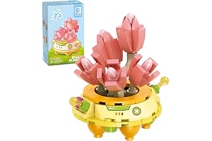MEIEST Mini Succulent Bonsai Building Blocks Set,Creative Simulation Pot Plant Artificial Particle Flower Botanical Collection Construction Building Bricks Toy,Cute Home Decor (UFO)