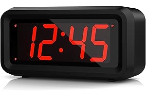 KWANWA Piccola scrivania/Lato del Letto/Digital Wall LED Sveglia con Grande 1.2 '' Time Display LED, Batteria AA Alimentato Solo, può Essere posizionato Ovunque Senza Cavo ingombrante, Colore Nero