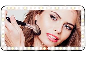 tronisky Auto Kosmetikspiegel Sonnenblende, Auto Spiegel Schminkspiegel mit LED-Beleuchtung, 23,5 * 12,7cm USB-C Wiederaufladbarer Kratzfester Spiegel Sonnenblende Autos mit 3 Licht Modus, Schwarz