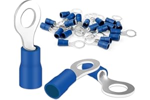 DAWENUR 20x Ringkabelschuhe 1,5-2,5 mm² blau Loch-Ø M5 Kabelschuhe Quetschverbinder Teillisoliert PVC Kabel-Verbinder aus Kupfer verzinnt