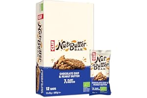 CLIF BAR CLIF Nut Butter Bar | Barre de Protéine | Chocolate Chip & Peanut Butter | Bio |12 x 50 g