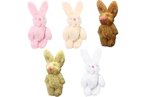 HDGSAFD 5 Stück Stoffhasen, Mini-Plüschtiere, Puppenhaar-Accessoires, Plüsch-Accessoires, DIY-Schmuckanhänger, Deko-Hasen Mit Gelenken