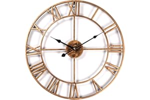 Taodyans Orologio da parete silenzioso Numeri romani vintage 40cm Orologio scheletro in metallo Soggiorno Cucina Caffe Ufficio Decor Regalo (Bronzo)