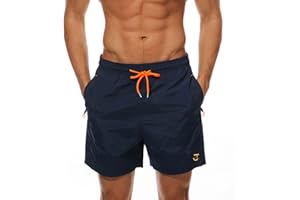 JustSun Short de Bain Homme avec Poches Zippées Étanche Short Séchage Rapide avec Filet