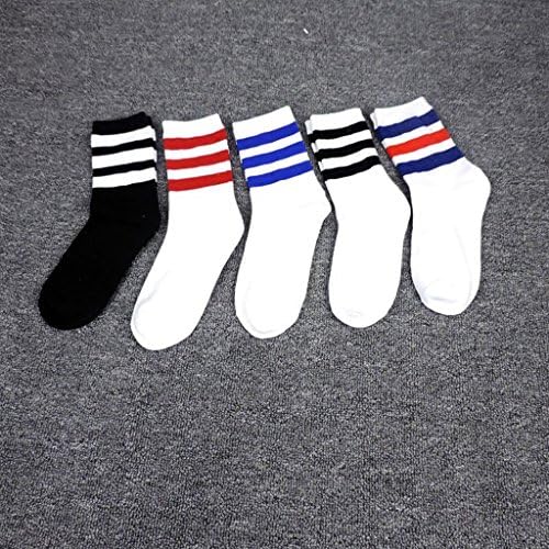 Three Bar Baseball Socks Cotton Socks 5 Pairsautumn Male Tube Cotton Street Korean Version Of High-top Skate Stockings Socks ( Color : 5 pairs , Size : M )