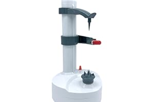 Pelamatic - Pelador Eléctrico de Patatas y Frutas | 2 Cuchillas de Acero Inoxidable | Versatilidad y Seguridad | Fácil Limpieza | Pelador Automático de Patatas, Blanco, Plástico