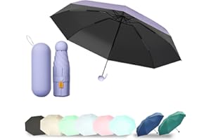EEPLUYTY Mini ombrello, ombrello a sei ossa, ombrello di protezione dai raggi UV, parasole per esterni, ombrello a pioggia o sole, pratico e tragba