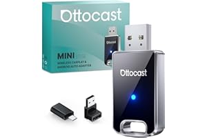 OTTOCAST Edición 2025 Adaptador inalámbrico para CarPlay & Android Auto, convertidor 2 en 1 de cableado a inalámbrico, Plug & Play, reconexión automática, configuración fácil, Ultra Compacto
