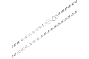 JeweBella 2MM Chaîne Argent Sterling 925 Femme Homme Collier Maille Gourmette sans Pendentif Largeur 2mm Longueur 40/45/50/55/60/65/70CM