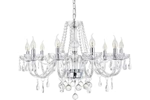 ‎A1A9 A1A9 Modern Crystal Chandelier with 10 Lights, Clear K9 Crystal Glass Ceiling Light, Elegant Pendant Lights for Dining Room, Living Room, Foyer, Living Room, D80 cm, H60 cm, Chain 60 cm