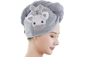 ROPNIIK Toallas para El Cabello,Toalla Turbante Toalla De Microfibra para El Cabello Turbante De Secado Rápido con Diseño De Botón Súper Absorbente 25 * 60 Cm Apto para Todos Los Tipos De Cabello(Gris)
