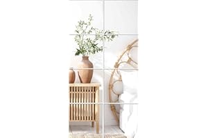 EONAZE Lustrzane naklejki ścienne, 2mm płytki lustrzane dekoracja ścienna lustro naklejki lustro ścienne, 8 sztuk 20,5 x 20,5 cm