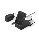 Anker MagGo Wireless Charger iPhone 3 in 1 Foldable Qi2 15W | Foldable charging stand, compatible with MagSafe and Qi2. For i