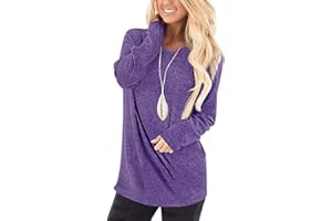 WNEEDU Donna Magliette Maniche Lunghe Casual Tunica T-Shirt Felpa Girocollo Tops