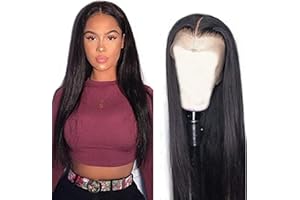AiPliantfis Bone Straight Lace Wig Human Hair Parrucca Donna Capelli Veri Umani Pre Plucked Free Part Wig With Baby Hair Brazilian Remy Hair Parrucca Nera Capelli Veri Umani for Women 16 Inch