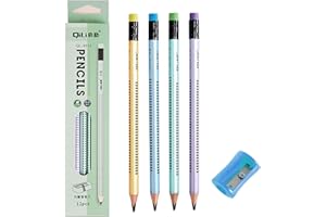 EUZUXU 12 Pièces Crayons à Papier HB en Bois, Crayon de Papier avec Gomme et Taille-Crayon, Crayons Papier Antidérapants, Crayon Graphite pour Examens, l'École, Bureau