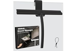 MOSUO Silikonowa ściągaczka prysznicowa, z uchwytem, bez wiercenia, z rdzeniem ze stali nierdzewnej, do ściągaczki okien, łazienki, lustra, czyszczenia szkła, płytek, okien samochodowych (czarna, 28