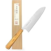 Hikari Hamono Geleneksel El Yapımı Japon Santoku Şef Bı&ccedil;ağı Sekizgen Doğal Ağa&ccedil; Sap &Ouml;zel Ahşap Kutulu