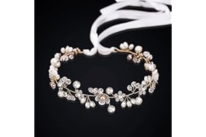 Crewell Haarschmuck Kommunion ,Haarbänder für Mädchen Blumenkranz Haare Kinder Hochzeit Mädchen Blumen Braut Haarschmuck Perle Stirnband