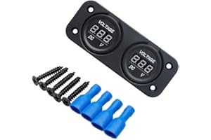 BACEYONG Dual Battery Monitor Digital，Riloer Car Volt Meter LED Display Charging，Car Motorcycle 12v 24v DC