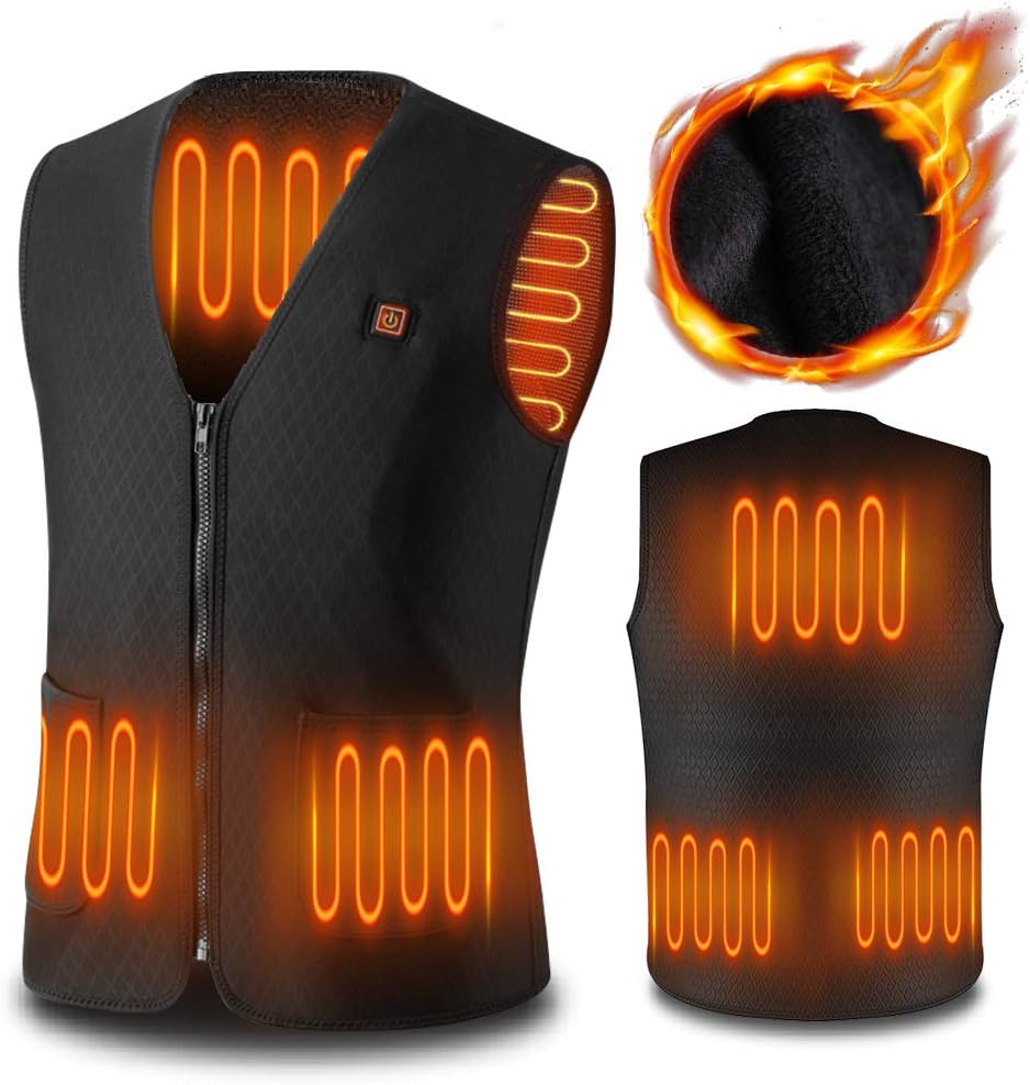 Vivibel Heated Vest, Intelligent Electric Heated Jacket USB Charge Heated Vest for Men Women Warm Heat Jacket with 3 Optional Temperature for Outdoor Activities Hiking Hunting Motorcycle Camp
