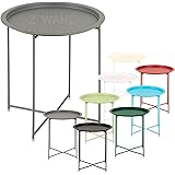 Beistelltisch 2. Wahl Gartentisch Balkon Tisch Terassentisch rund Alberta Metall zusammen Farbe dunkelgrau - basaltgrau