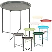 Beistelltisch 2. Wahl Gartentisch Balkon Tisch Terassentisch rund Alberta Metall wetterfest zusammen Farbe dunkelgrau…