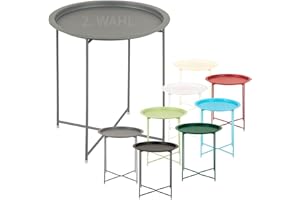‎CASAMIA casamia Beistelltisch 2. Wahl Gartentisch Balkon Tisch Terassentisch rund Alberta Metall klein verstaubar Farbe dunkelgrau - basaltgrau