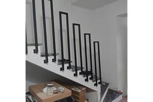 COZYKIMO Barandilla en forma de U exterior, pasamanos negro, barandilla de hierro para interiores, pasamanos para escaleras,barandilla escalera u, pasamanos modernos nórdicos en (Negro a, 35cm)