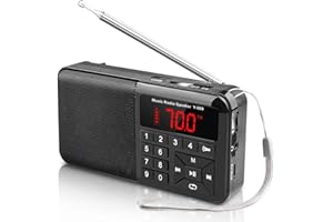 BENSS Portable Radio Pocket FM AM Radio with Speaker Supports MP3 SD/TF Card, Digital Radio with Rechargeable Battery, Flashlight