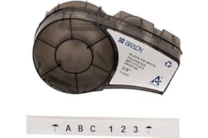 Brady Polyester Label Tape for Label Printers M210 & M211 – Industrial Multi-Purpose Labels for Harsh Environments – Black on White (9.53 mm x 6.4 m) – M21-375-423