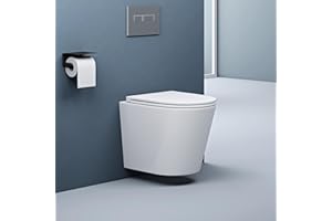 doporro WC Suspendu Blanc Cuvette Céramique Toilette Abattant Silencieux avec Frein de Chute Aachen108