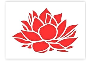 QBIX Stencil fiore di loto - Formato A5 - Stencil riutilizzabile per bambini fai-da-te per pittura, cottura, artigianato, parete, mobili