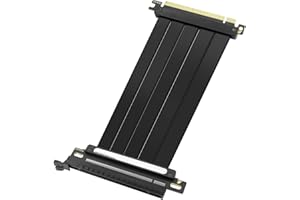 GINTOOYUN PCIE 4.0 X16 Graphics Card Extension Cable Black PCIE 4.0 X16 Male to 180 Degree Female GPU Riser Cable for Graphics Card Chassis,etc(9.8Inch)(180 degrees)