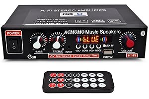 ACMOMO 600W Mini amplificatore di potenza Bluetooth, Amplificatore digitale stereo Hi-Fi 2.0 con ingresso AUX/USB/Bluetooth, Ricevitore wireless Home Car audio