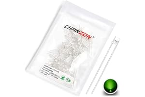 CHANZON 100 Stück 3mm Grüne LED-Dioden lichter (Klare flache Oberseite Transparent DC 3V 20mA) Helle Glühbirnen Lampen Elektronikkomponenten Anzeigelicht emittierende Dioden