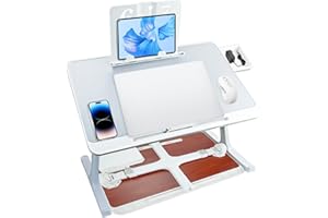 CRITIVE-SHOP Table de lit pliable pour ordinateur portable - Angle réglable en hauteur - Avec tiroir - Support pour tablette - Support pour ordinateur portable - Pour le travail, la lecture, la nourriture