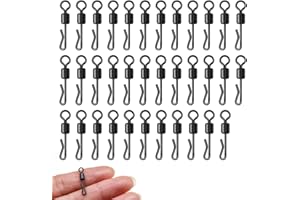 EORPAVU Emerillones e imperdibles de pesca 35 piezas de giratorios de pesca, clips de pesca, clips de pesca de carpa, giratorios de pesca a presión, giratorios de cambio rápido tipo Q