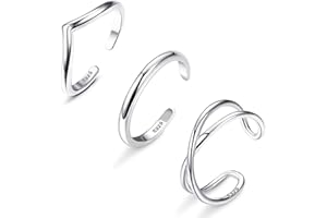 Krfy 925 Silber Zehenringe für Damen Verstellbares Band Pinky Ringe Minimalistischer Strand Fuß Schmuck 3Pcs Open Zehenringe Set
