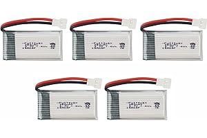 YUNIQUE GREEN-CLEAN-POWER - Set de 5 Batteries Lipo 3.7V 380mAh Rechargeables | Compatibles avec Hubsan X4 H107c H107d H107L | Longue Durée de Vie et Hautes Performances, Argent | 38X20X7.5 mm - 10 gr